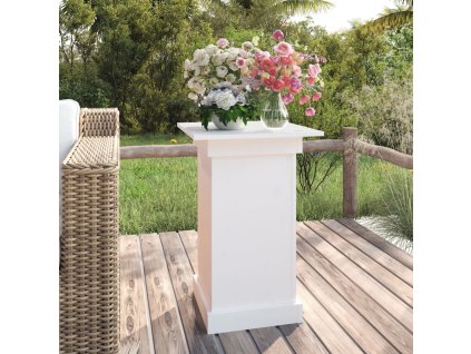 Stojan na květiny bílý 40 x 40 x 60 cm masivní borové dřevo 823630