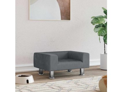 Pelíšek pro psy tmavě šedý 50 x 40 x 26,5 cm samet 171927