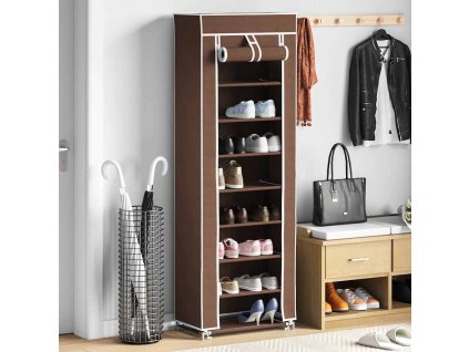 Látkový botník s dvířky - 57 x 29 x 162 cm - hnědý 240492