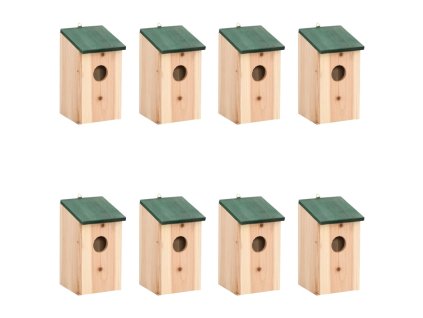 Ptačí budky 8 ks dřevěné 12 x 12 x 22 cm 276006