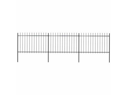 Zahradní plot s kopím nahoře ocelový 537 x 120 cm černý 277622