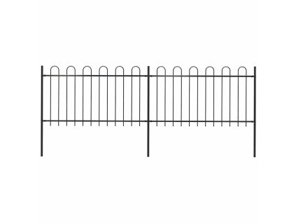 Zahradní plot s obloukem nahoře ocelový 359 x 100 cm černý 277657