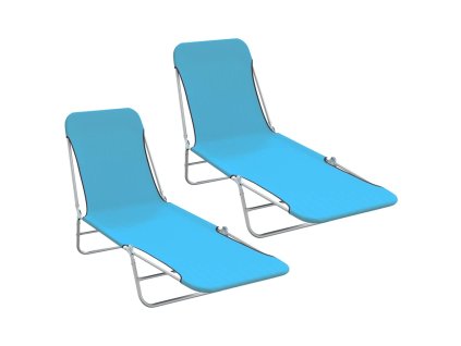 Skládací zahradní lehátka 2 ks ocel a látka modrá 310344