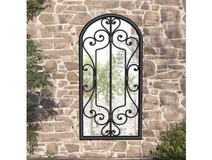 Zahradní zrcadlo černé 70 x 30 cm železo do exteriéru 318376