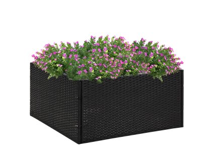 Zahradní truhlík černý 80 x 80 x 40 cm polyratan 319171