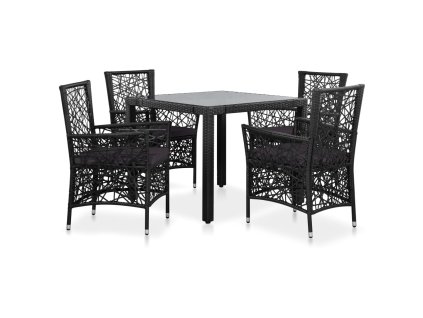 5dílný zahradní jídelní set polyratan černý 44088