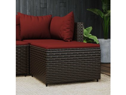 Zahradní podnožka s poduškou hnědá polyratan 319820