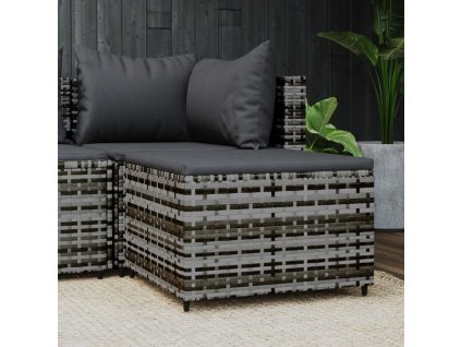 Zahradní podnožka s poduškou šedá polyratan 319772