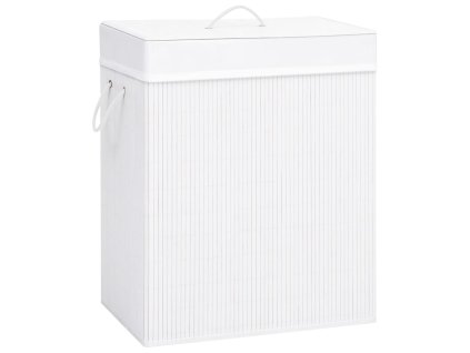 Bambusový koš na prádlo s jednou přihrádkou bílý 83 l 320752