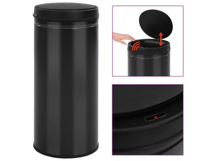 Odpadkový koš s automatickým senzorem 80 l uhlíková ocel černý 322703