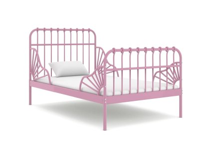 Prodloužitelný rám postele růžový kov 80 x 130/200 cm 324743