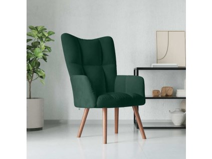 Relaxační křeslo tmavě zelené samet 328053