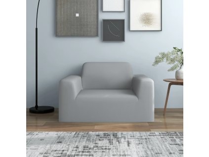 Strečový potah na pohovku šedý polyesterový žerzej 332940