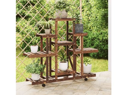 Stojan na květiny na kolečkách 110x25x101 cm masivní jedle 362851