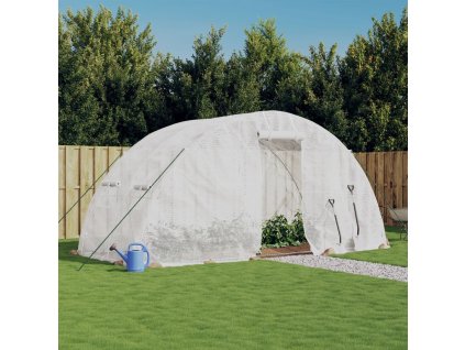 Skleník s ocelovým rámem bílý 10 m² 5 x 2 x 2,3 m 364087