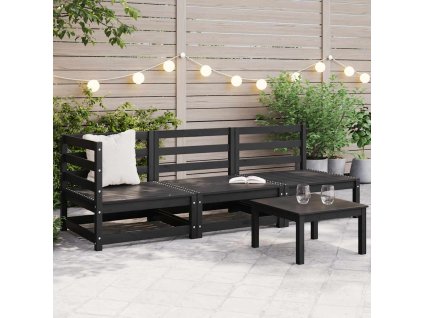 3dílná zahradní sedací souprava černá masivní borovice 805709