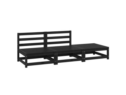 3dílná zahradní sedací souprava černá masivní borovice 805714