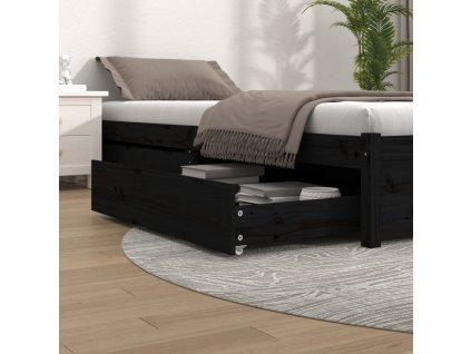 Zásuvky pod postel 2 ks černé masivní borové dřevo 814993