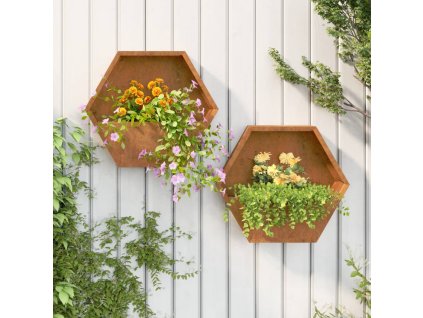 Nástěnné květináče 2 ks rezavé cortenová ocel 46 x 10 x 40 cm 823685