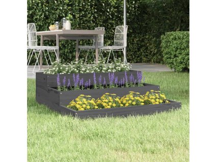 Truhlík šedý 78 x 78 x 27 cm masivní borové dřevo 823908