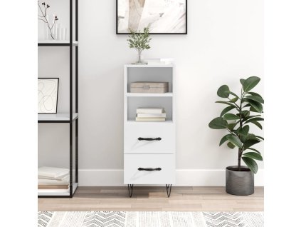 Příborník bílý s vysokým leskem 34,5x34x90 cm kompozitní dřevo 828662