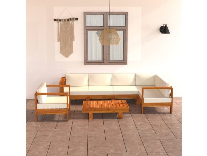 7dílná zahradní sedací souprava s polštáři 100 x 60 cm akáciové dřevo 3057934