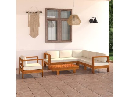 7dílná zahradní sedací souprava s polštáři 100 x 60 cm akáciové dřevo 3057936