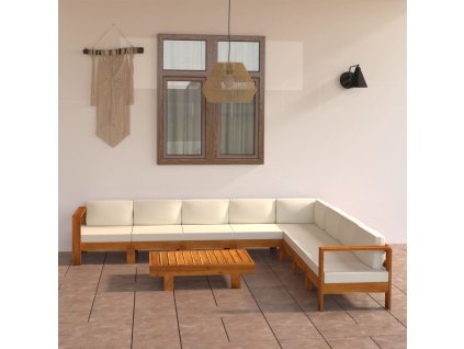 9dílná zahradní sedací souprava s polštáři 100 x 60 cm akáciové dřevo 3057943