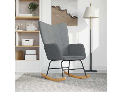 Houpací křeslo světle šedé textil 328007