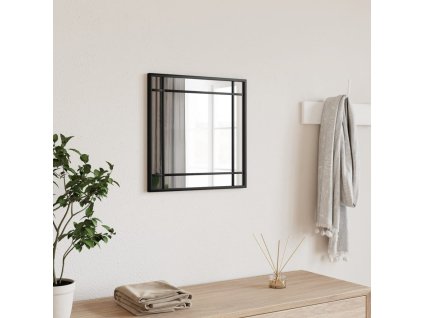 Nástěnné zrcadlo černé 40 x 40 cm čtverec železo 358633