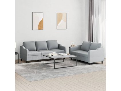 2dílná sedací souprava s poduškami světle šedá textil 3201834