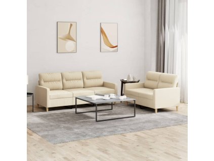 2dílná sedací souprava s poduškami krémová textil 3201602