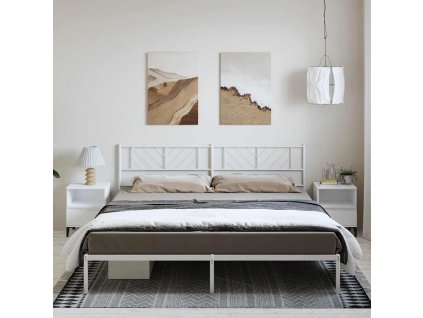 Kovový rám postele s čelem bílý 183 x 213 cm 372233