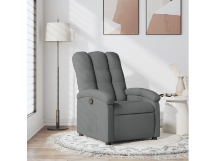 Polohovací křeslo tmavě šedé textil 371728