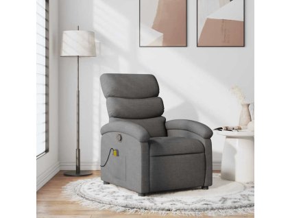 Masážní polohovací křeslo tmavě šedé textil 371702