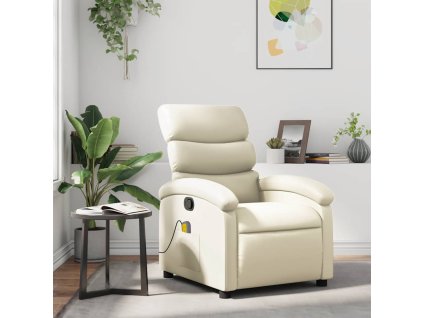 Masážní polohovací křeslo krémové umělá kůže 371721