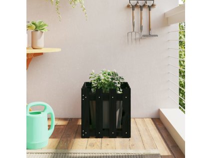 Zahradní truhlík plotový design černý 40x40x40cm masiv borovice 832449
