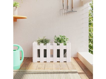 Zahradní truhlík plotový design bílý 60x30x30 cm masiv borovice 832468