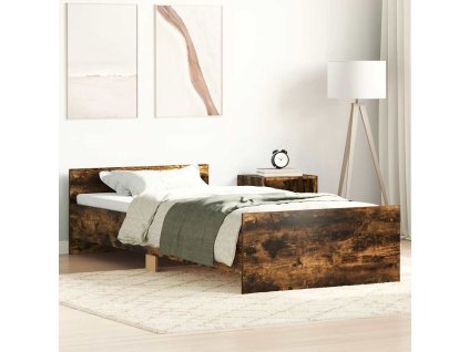 Rám postele bez matrace kouřový dub 100x200 cm kompozitní dřevo 835936