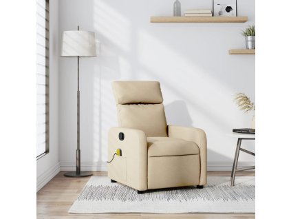 Masážní polohovací křeslo krémové textil 374182