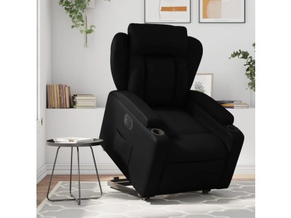 Elektrické zvedací polohovací křeslo černé umělá kůže 3204558