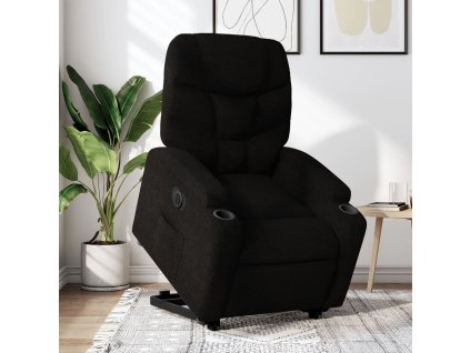 Elektrické zvedací polohovací křeslo černé textil 3204622