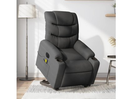 Elektrické zvedací masážní polohovací křeslo tmavě šedé textil 3206673