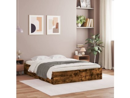Rám postele se zásuvkami kouřový dub 140 x 190 cm kompozit 3207305