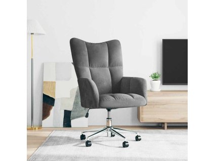 Relaxační křeslo tmavě šedé samet 328162