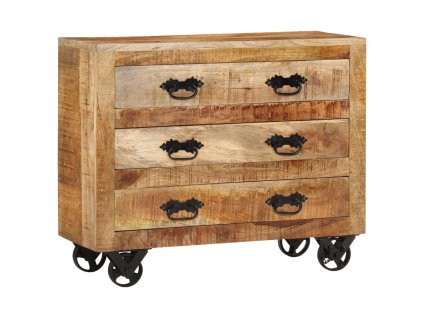 Příborník se 3 zásuvkami 80x30x65 cm masivní hrubý mangovník 351690