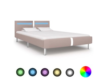 Rám postele s LED cappuccino umělá kůže 120 x 200 cm 280862