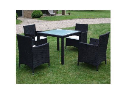5dílný zahradní jídelní set s poduškami polyratan černý 43122