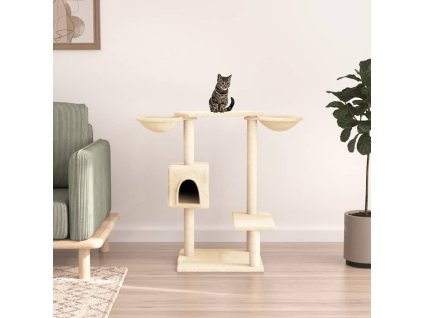 Škrabadlo pro kočky se škrabacími sloupky krémové 82 cm 171759