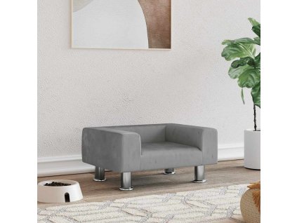 Pelíšek pro psy světle šedý 50 x 40 x 26,5 cm samet 171926